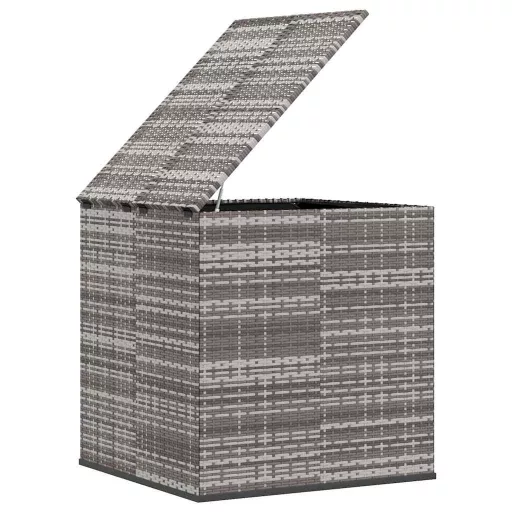 Szürke polyrattan kerti párnatartó doboz 100 x 97,5 x 104 cm