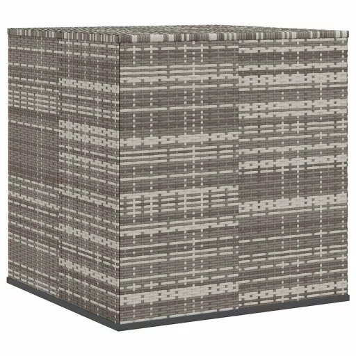 Szürke polyrattan kerti párnatartó doboz 100 x 97,5 x 104 cm