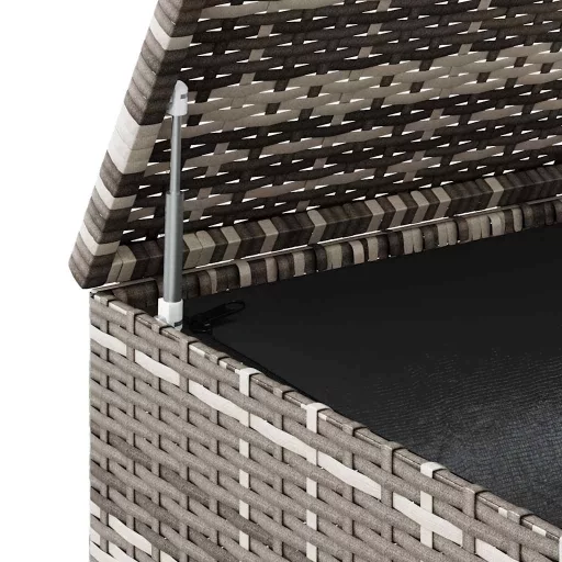 Szürke polyrattan kerti párnatartó doboz 100 x 97,5 x 104 cm