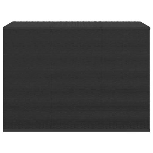 Fekete polyrattan kerti párnatartó doboz 145 x 100 x 103 cm