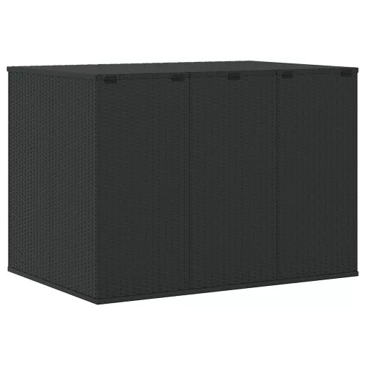 Fekete polyrattan kerti párnatartó doboz 145 x 100 x 103 cm