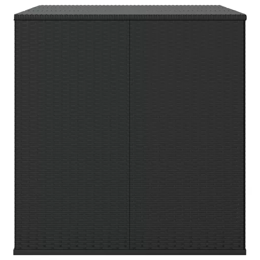 Fekete polyrattan kerti párnatartó doboz 145 x 100 x 103 cm
