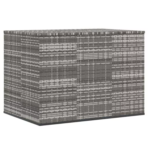 Szürke polyrattan kerti párnatartó doboz 145 x 100 x 103 cm