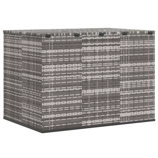 Szürke polyrattan kerti párnatartó doboz 145 x 100 x 103 cm