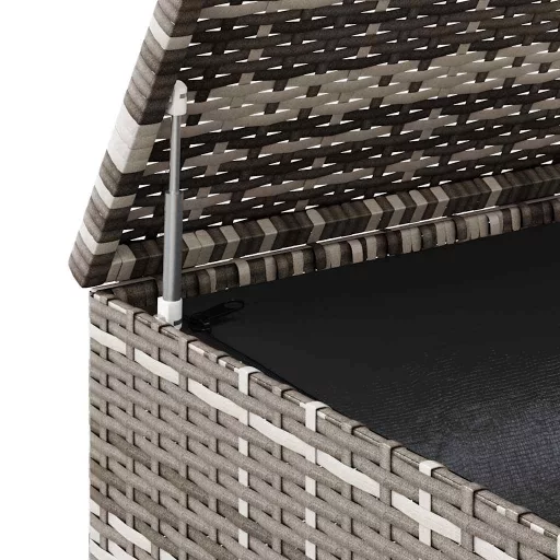 Szürke polyrattan kerti párnatartó doboz 145 x 100 x 103 cm
