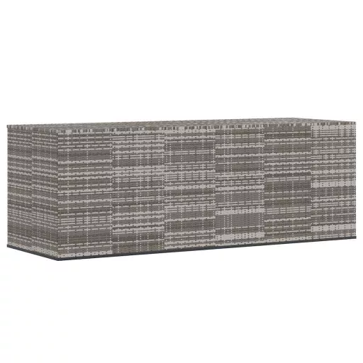Szürke polyrattan kerti párnatartó doboz 291 x 100,5 x 104 cm