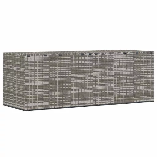Szürke polyrattan kerti párnatartó doboz 291 x 100,5 x 104 cm