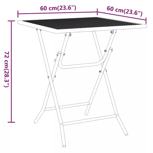 Antracitszürke expandált fém hálós kerti asztal 60 x 60 x 72 cm