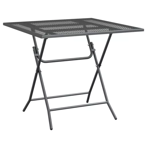 Antracitszürke expandált fém hálós kerti asztal 80 x 80 x 72 cm