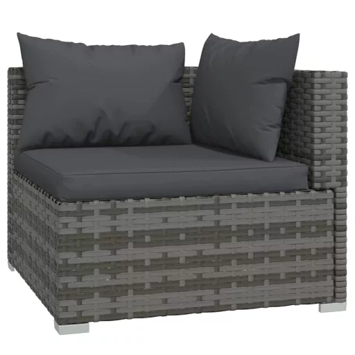 3 részes szürke polyrattan kerti ülőgarnitúra párnákkal