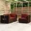 3 részes barna polyrattan kerti bútorszett párnákkal