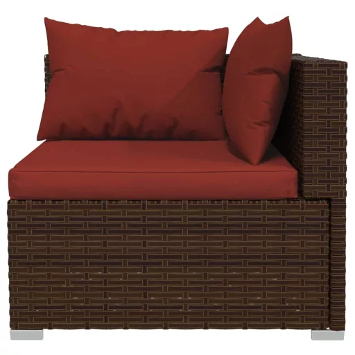 3 részes barna polyrattan kerti bútorszett párnákkal