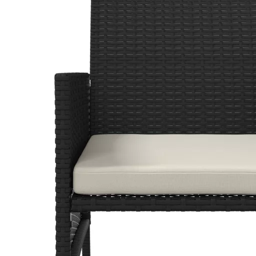 2 személyes fekete polyrattan kerti kanapé asztallal/székkel
