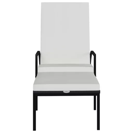 2 db fekete polyrattan napozóágy lábtartóval