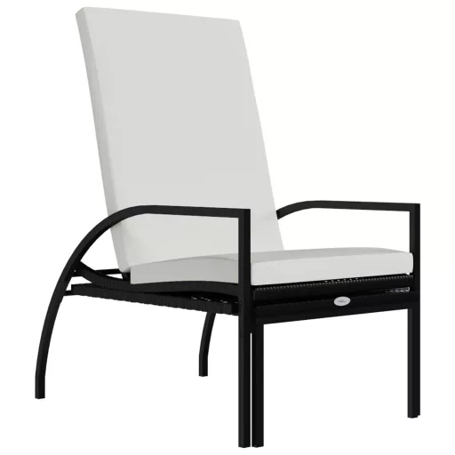 2 db fekete polyrattan napozóágy lábtartóval
