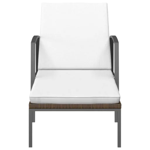 2 db barna polyrattan napozóágy asztallal
