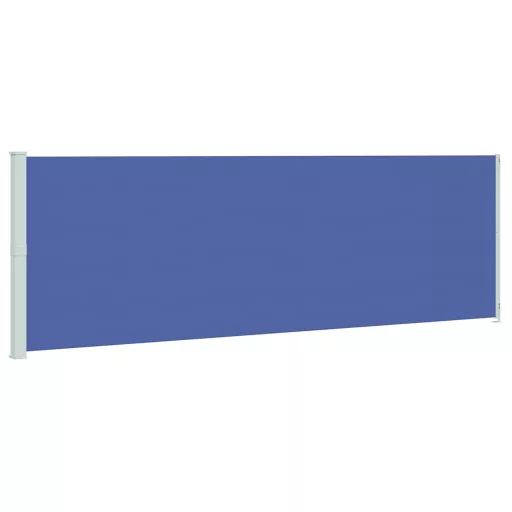 Kék behúzható oldalsó terasznapellenző 200 x 600 cm