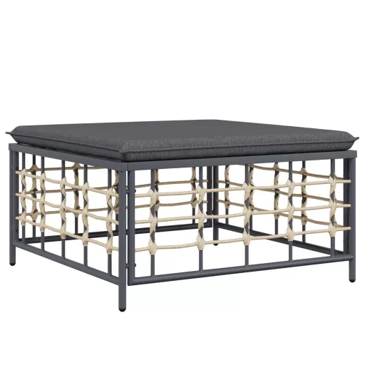 10 részes antracitszürke polyrattan kerti ülőgarnitúra párnával