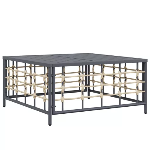 11 részes antracitszürke polyrattan kerti ülőgarnitúra párnával
