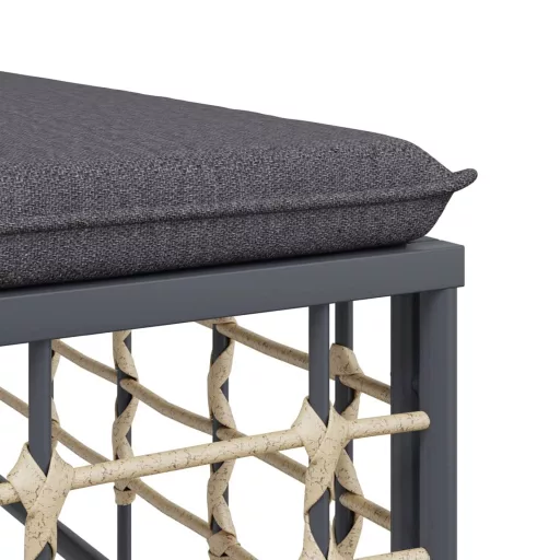 11 részes antracitszürke polyrattan kerti ülőgarnitúra párnával