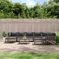   10 részes antracitszürke polyrattan kerti ülőgarnitúra párnával