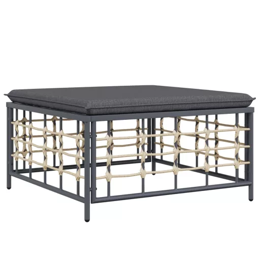 10 részes antracitszürke polyrattan kerti ülőgarnitúra párnával