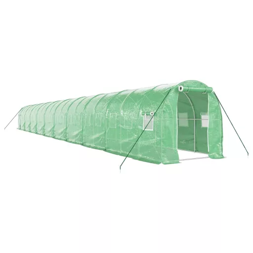 Zöld acélvázas melegház 40 m² 20 x 2 x 2 m