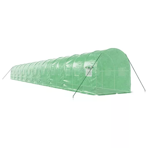 Zöld acélvázas melegház 40 m² 20 x 2 x 2 m