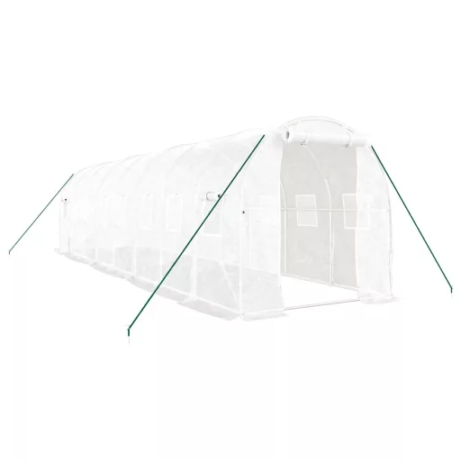 Fehér acélvázas melegház 16 m² 8 x 2 x 2 m