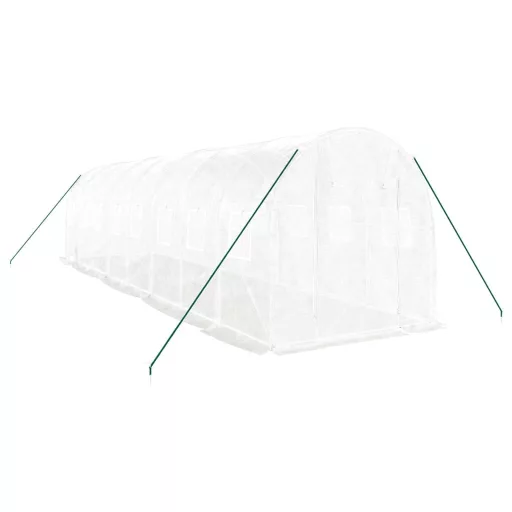 Fehér acélvázas melegház 16 m² 8 x 2 x 2 m