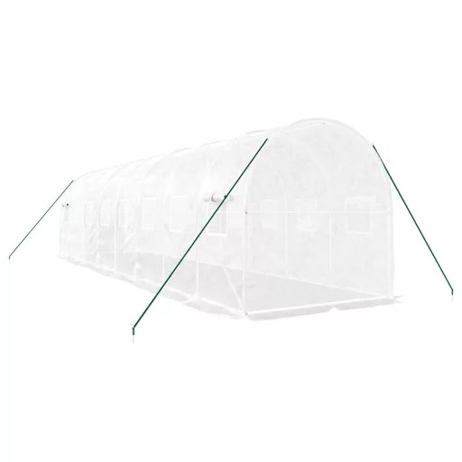 Fehér acélvázas melegház 16 m² 8 x 2 x 2 m