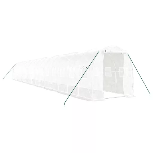 Fehér acélvázas melegház 32 m² 16 x 2 x 2 m
