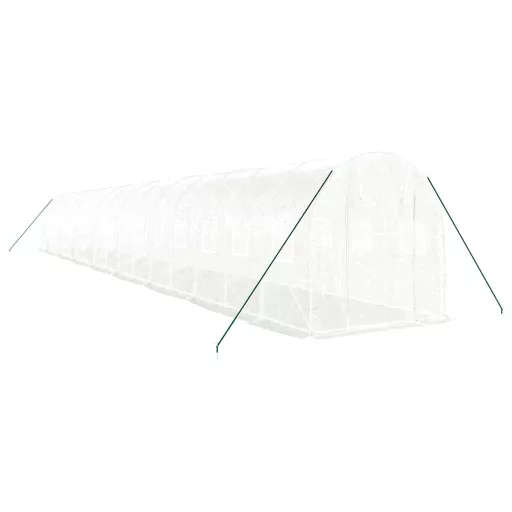 Fehér acélvázas melegház 32 m² 16 x 2 x 2 m