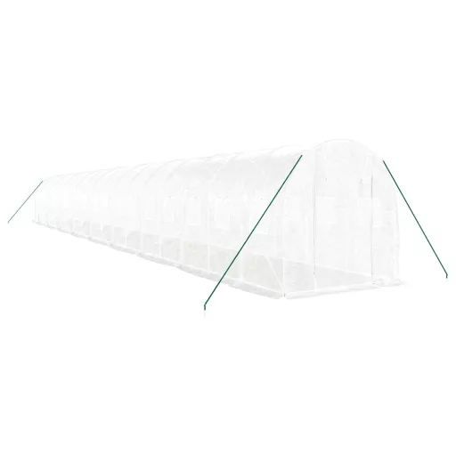 Fehér acélvázas melegház 36 m² 18 x 2 x 2 m