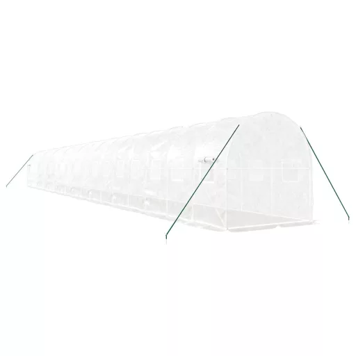 Fehér acélvázas melegház 36 m² 18 x 2 x 2 m