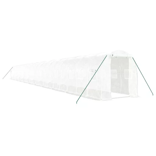 Fehér acélvázas melegház 44 m² 22x2x2 m