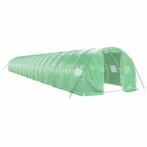 Zöld acélvázas melegház 60 m² 20 x 3 x 2 m