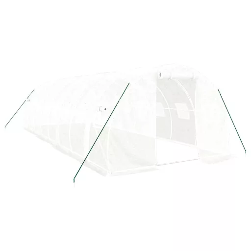 Fehér acélvázas melegház 24 m² 8x3x2 m