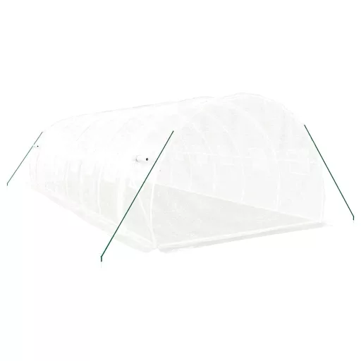Fehér acélvázas melegház 24 m² 8x3x2 m
