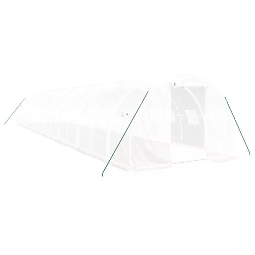 Fehér acélvázas melegház 42 m² 14 x 3 x 2 m