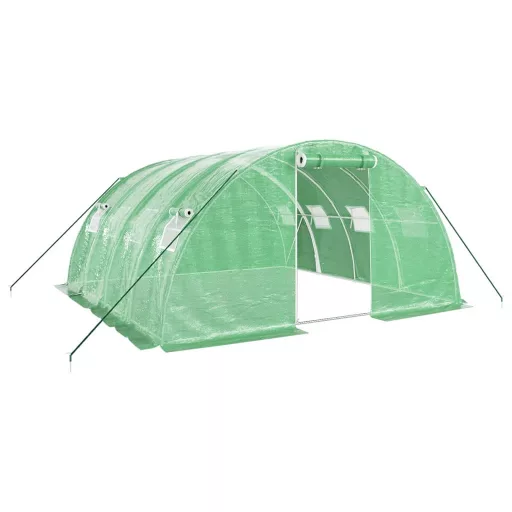 Zöld acélvázas melegház 16 m² 4 x 4 x 2 m