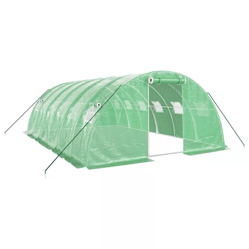 Zöld acélvázas melegház 24 m² 6 x 4 x 2 m