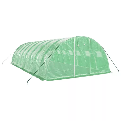 Zöld acélvázas melegház 32 m² 8 x 4 x 2 m