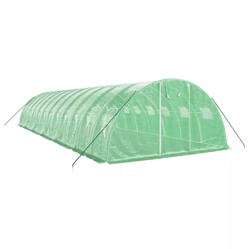 Zöld acélvázas melegház 48 m² 12 x 4 x 2 m