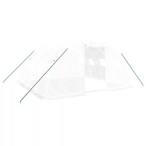 Üvegház acélvázzal, fehér, 16 m², 4 x 4 x 2 m