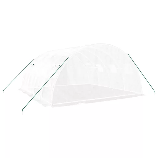 Üvegház acélvázzal, fehér, 16 m², 4 x 4 x 2 m