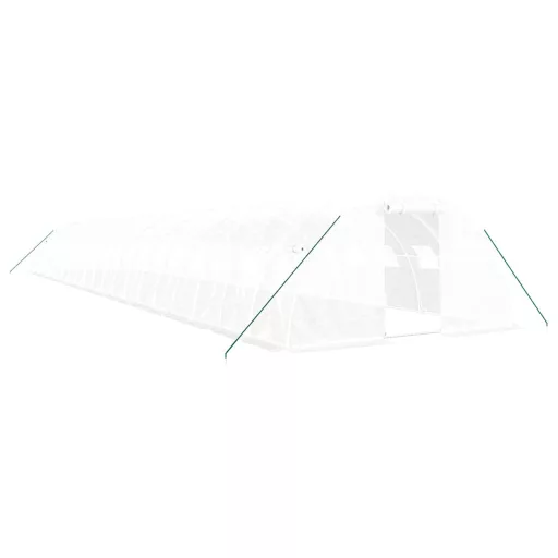 Fehér acélvázas melegház 80 m² 20x4x2 m