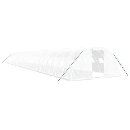 Fehér acélvázas melegház 96 m² 24 x 4 x 2 m