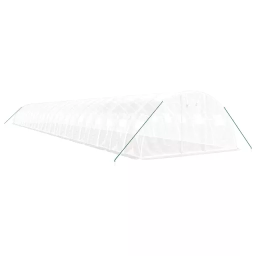 Fehér acélvázas melegház 96 m² 24 x 4 x 2 m