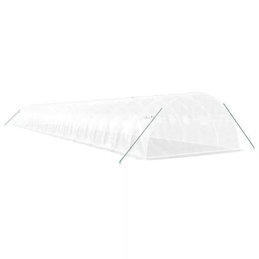 Fehér acélvázas melegház 96 m² 24 x 4 x 2 m